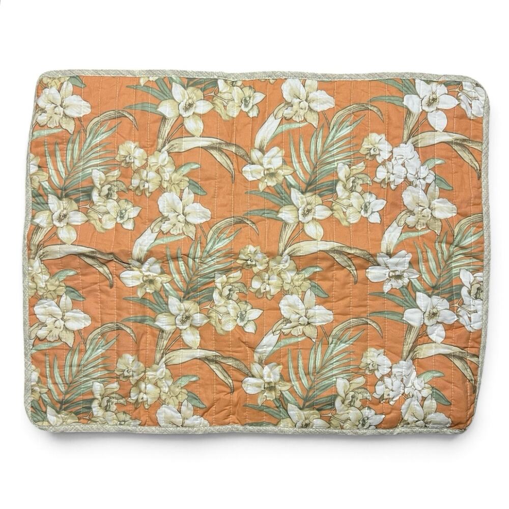 Tommy Bahama Tropical Iris Pair Standard Quilted Pillow Shams Floral Island